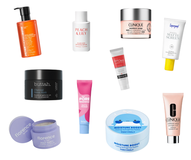 various skincare products from moisturizer to primer